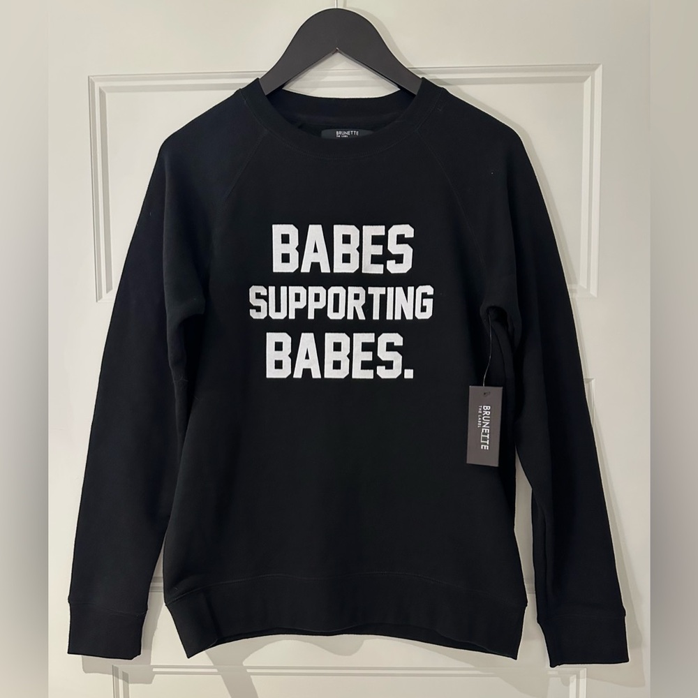 NEW XS/S Brunette The Label Babes Supporting Babes Sweatshirt Black